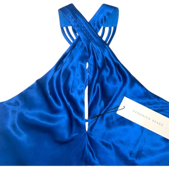 Veronica Beard Silk Halter Top Royal Sky Blue Sleeveless Designer Blouse XS - Picture 6 of 11